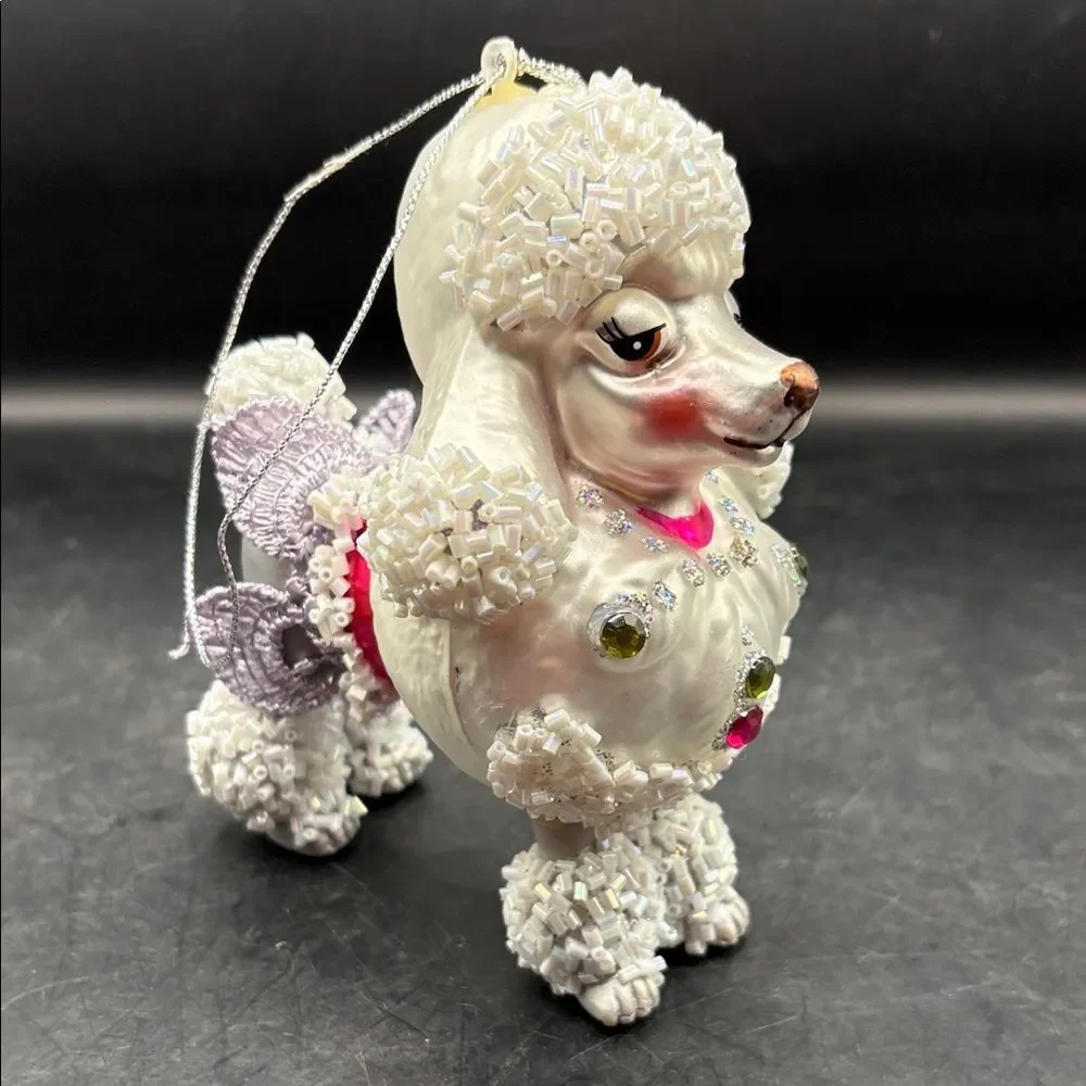 Elegant White Poodle Holiday Ornament